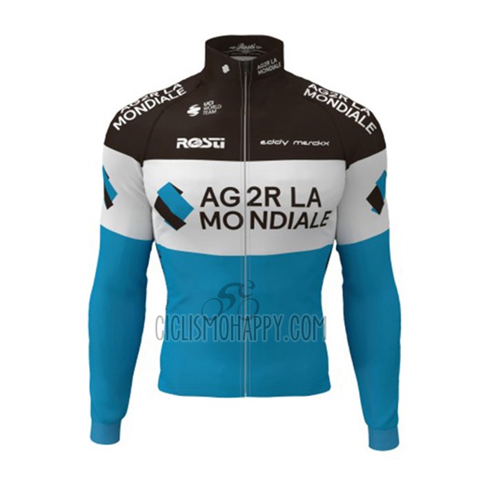 Ag2r La Mondiale Cycling Jersey Bib Tight 2019 Long Sleeve Black White Blue